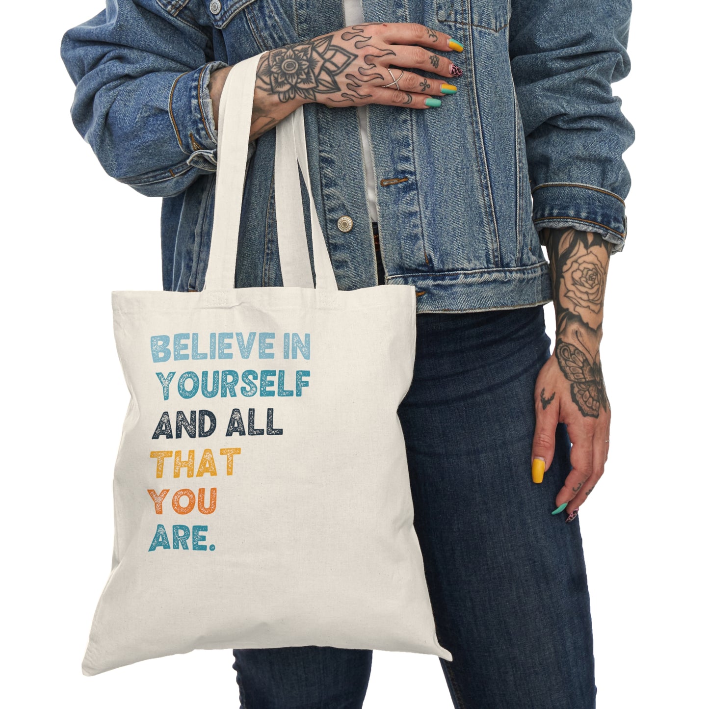 "Believe in Yourself" Natural Tote Bag - Eco-Friendly & Versatile Carry-All