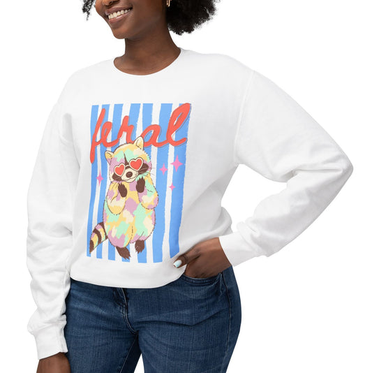 Feral Raccoon Sweatshirt | Funny Animal Crewneck for Women | Cottagecore Gift