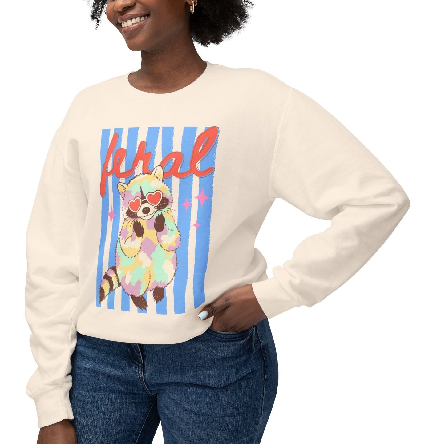 Feral Raccoon Sweatshirt | Funny Animal Crewneck for Women | Cottagecore Gift