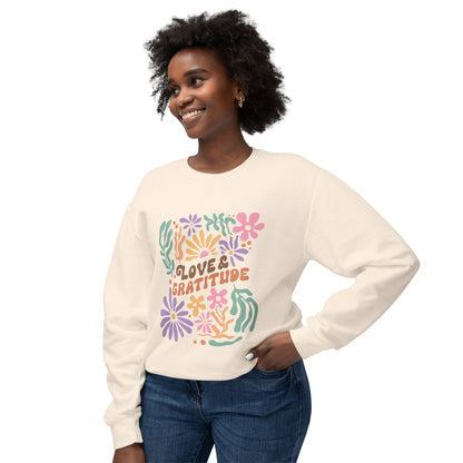 Love & Gratitude Flowers | Lightweight Crewneck Sweatshirt